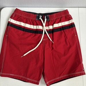 Tommy Hilfiger Men's Large Red‎ White Blue Stripe Board Short Swim Trunks